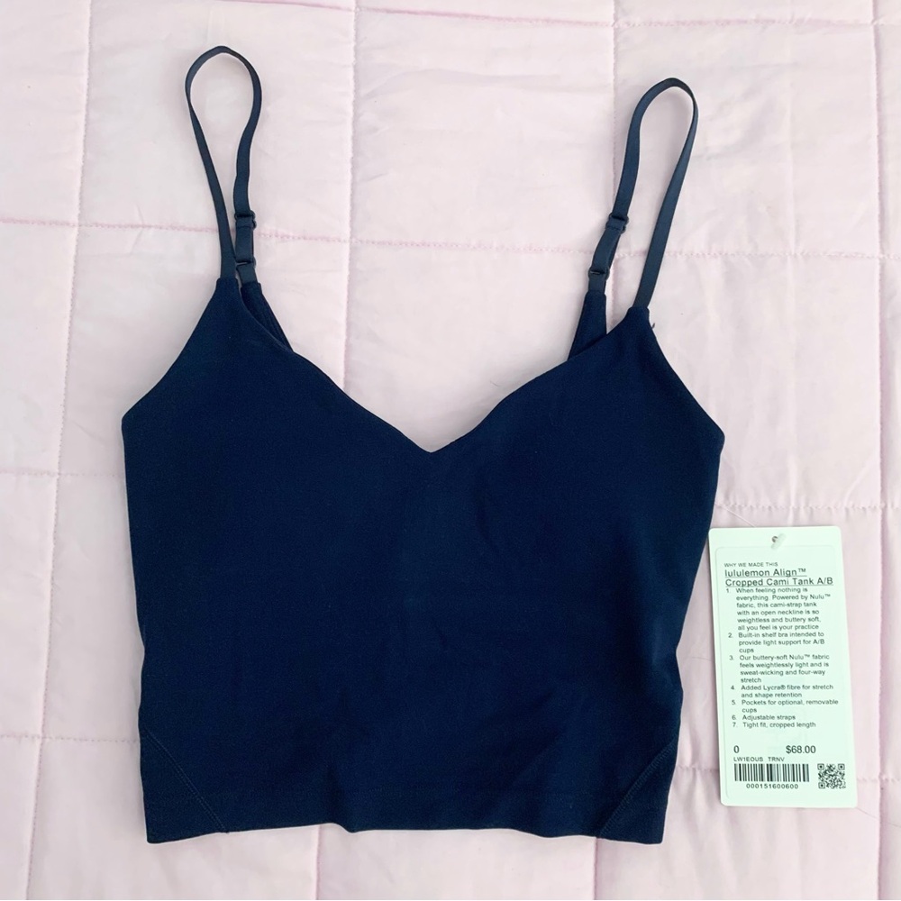 NWT Lululemon Align Cropped Cami Tank Top in True Navy Size 0